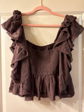 Load image into Gallery viewer, XL Free People NWT Brown Coconut Ruffle Crop Top
