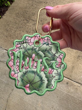 Load image into Gallery viewer, Nurse Embroidered Bag Charm | Floral Nurse Keychain | Backpack Accessory | Purse Charm | Healthcare Worker Gift | Thrifted Textile Gift
