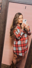 Load image into Gallery viewer, Large Matchstick Plaid Flannel Button Down Dress
