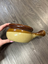 Load image into Gallery viewer, Vintage Boho Brown &amp; Tan Ceramic Soup Bowl
