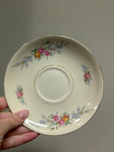 Load image into Gallery viewer, Set of 5 Homer Laughlin Eggshell Nautilus saucer featuring the Ferndale floral pattern and gold trim USA made

