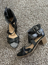 Load image into Gallery viewer, 7.5 Big Buddha Black Strapy Heeled Sandals

