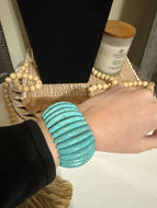 Chunky Stretchy Turquoise Beaded Bracelet