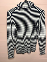 Load image into Gallery viewer, Large Boden Navy &amp; White Stripped Turtle Neck Shirt
