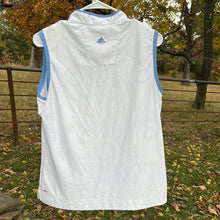 Load image into Gallery viewer, Large Adidas Clima Cool White &amp; Blue Golf Tank Top
