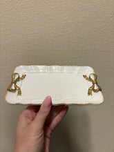 Load image into Gallery viewer, Gold &amp; White Bow Decorative Tray
