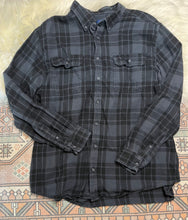 Load image into Gallery viewer, 2X George Mens Black Gray Flannel Button Up Shirt
