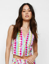 Load image into Gallery viewer, Size 8 Nasty Gal Diamond Sequin Halter Neck Vest
