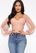 Load image into Gallery viewer, Medium Fashion Nova Keeping It Cute Nude Long Sleeve Top
