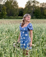Medium Altar’d State Boho Blue Floral Embroidered Mini Dress
