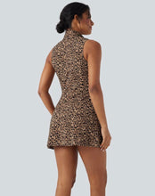 Load image into Gallery viewer, Medium Halara UltraSculpt™ Leopard Print Polo Neck Half Zipper Sleeveless
