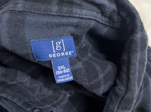Load image into Gallery viewer, 2X George Mens Black Gray Flannel Button Up Shirt
