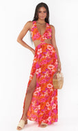 XL NWT Show Me Your Mumu Pink Orange Floral Cut Out Maxi Dress