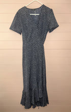 Load image into Gallery viewer, Large Pretty Garden Navy Blue Floral Wrap Dress
