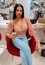 Load image into Gallery viewer, Medium Fashion Nova Keeping It Cute Nude Long Sleeve Top
