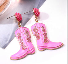 Load image into Gallery viewer, NWT Hot Pink Cowboy Boot Ear Rings
