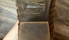 Load image into Gallery viewer, 7.5 Fergalicious Brown Woven Heeled Ankle Booties
