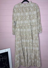 Load image into Gallery viewer, Size 16 Chico’s Plus Size Boho Tan White Eyelet Tiered Ruffle Midi Dress
