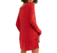 Load image into Gallery viewer, XS Free People North Shore Thermal Tunic Shirt Storm Phoenix Red
