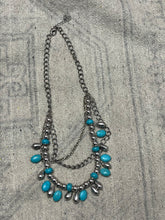 Load image into Gallery viewer, Turquoise &amp; Silver Layered Necklace
