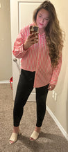 Load image into Gallery viewer, XL A New Day Neon Pink Striped Button Up Shirt
