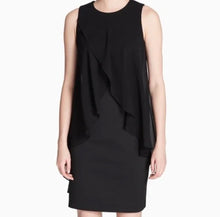 Load image into Gallery viewer, Size 10 Calvin Klein NWT Black Chiffon Popover Scuba Dress
