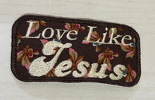 Load image into Gallery viewer, Love Like Jesus Patch Hat | Christian Trucker Hat | Floral Embroidered Patch Cap | Faith Based Boutique Hat | Boho Western Christian Gift
