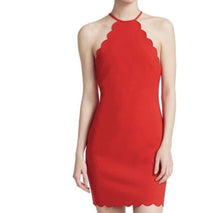 Load image into Gallery viewer, Medium Ivory Red Scalloped Sleeveless Dress
