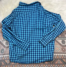 Load image into Gallery viewer, XL Wrangler Men’s Cotton Blue Gingham Print Button Up Shirt
