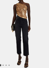 Load image into Gallery viewer, XL NWT NORMA KAMALI
Gold Diana Lamé Ruched One-Shoulder Top

