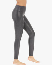 Load image into Gallery viewer, Spanx Large Faux Leather Motto Seamless Tummy Control Leggings
