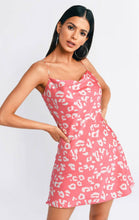 Load image into Gallery viewer, Small Pink Satin Leopard Print Silk Slip Dress
