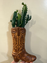 Load image into Gallery viewer, Artificial Succulent In Brown Ceramic Cowboy Boot Planter
