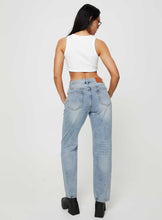 Load image into Gallery viewer, 12 Princess Polly Holly Mid Rise Straight Leg Asymmetric Jean Light Wash Denim
