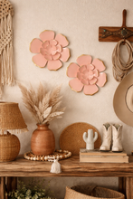 Load image into Gallery viewer, Set of 2 Pink and Gold Metal Flower Wall Decor
