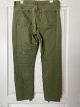 Load image into Gallery viewer, Size 12 Old Navy Mid-Rise Perfect Straight Green Denim Raw Hem Jeans
