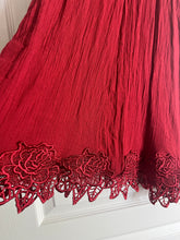 Load image into Gallery viewer, Small Free People Red Gauze Rose Lace Criss Cross Tank Top
