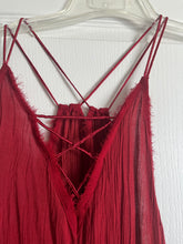 Load image into Gallery viewer, Small Free People Red Gauze Rose Lace Criss Cross Tank Top
