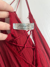 Load image into Gallery viewer, Small Free People Red Gauze Rose Lace Criss Cross Tank Top
