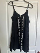 Load image into Gallery viewer, XL Mudd Black Embroidered Tassle Boho Black Tank Gauze Dress
