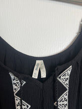 Load image into Gallery viewer, XL Mudd Black Embroidered Tassle Boho Black Tank Gauze Dress

