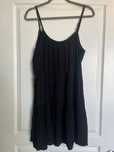 Load image into Gallery viewer, XL Mudd Black Embroidered Tassle Boho Black Tank Gauze Dress
