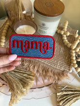 Load image into Gallery viewer, Vintage Dark Wash Wrangler Denim Mama Embroidered Iron On Patch
