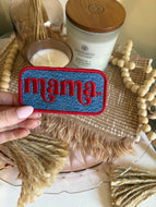 Vintage Dark Wash Wrangler Denim Mama Embroidered Iron On Patch