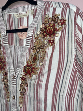 Load image into Gallery viewer, Large Soft Surroundings Red White Stripe Beaded Tunic
