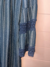 Load image into Gallery viewer, XL Kiwi Punch Boho Blue Stripped Off Shoulder Mini Dress/ Tunic Top
