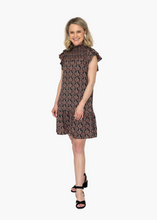 Load image into Gallery viewer, Medium THML Pink Black Floral Printed Smocked Dress
