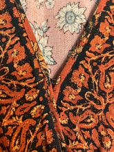 Load image into Gallery viewer, Large Mossimo Dark Orange Sunflower Wrap Romper With Pockets
