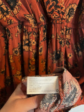 Load image into Gallery viewer, Large Mossimo Dark Orange Sunflower Wrap Romper With Pockets
