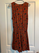 Load image into Gallery viewer, Large Mossimo Dark Orange Sunflower Wrap Romper With Pockets

